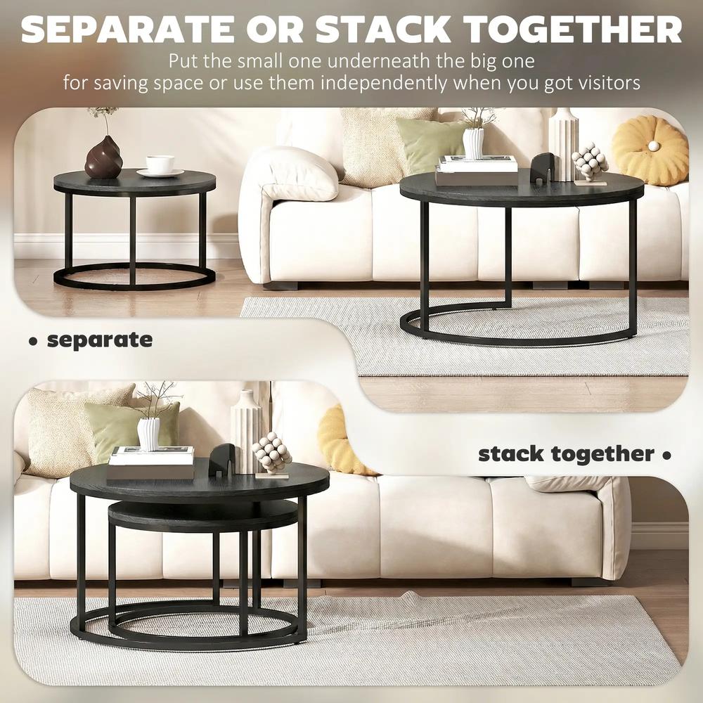 HOMCOM Set of Two Wood-Effect Stacking Tables Additional View 5