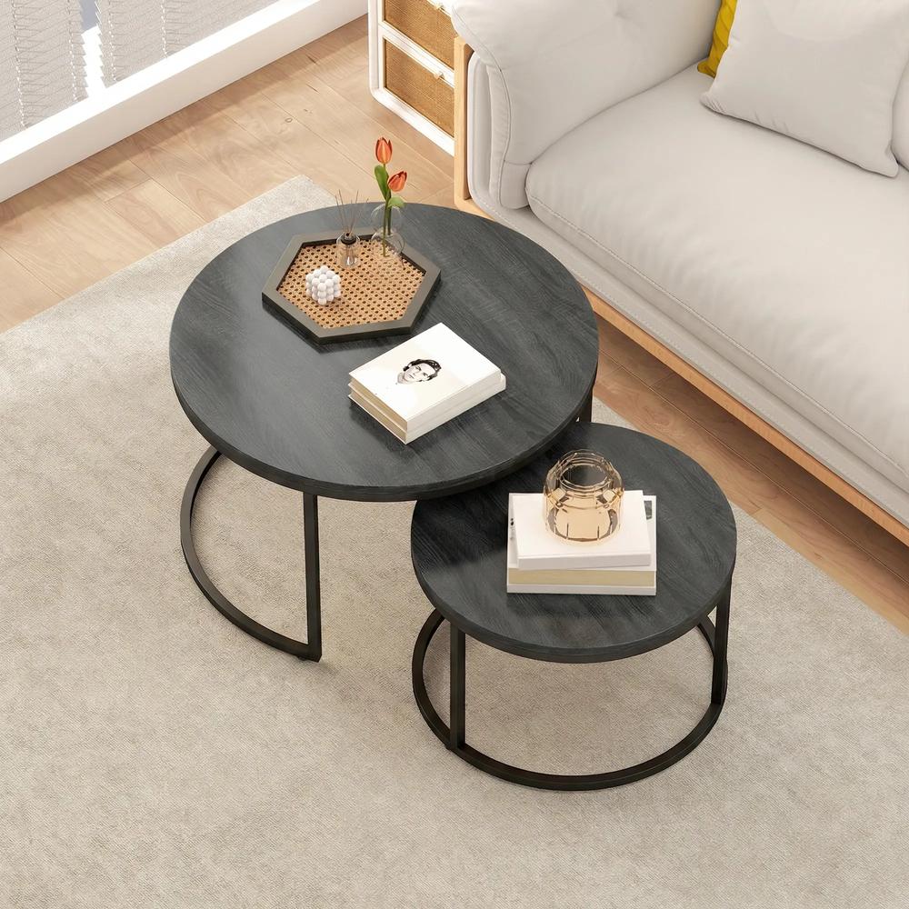 HOMCOM Set of Two Wood-Effect Stacking Tables Additional View 8