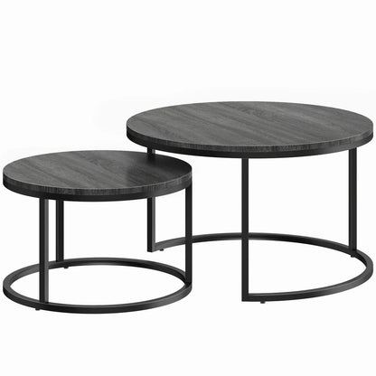 HOMCOM Set of Two Wood-Effect Stacking Tables