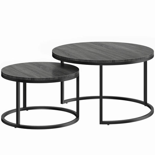 HOMCOM Set of Two Wood-Effect Stacking Tables