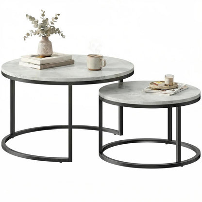 HOMCOM Set of Two Marble-Effect Stacking Tables Additional View 11
