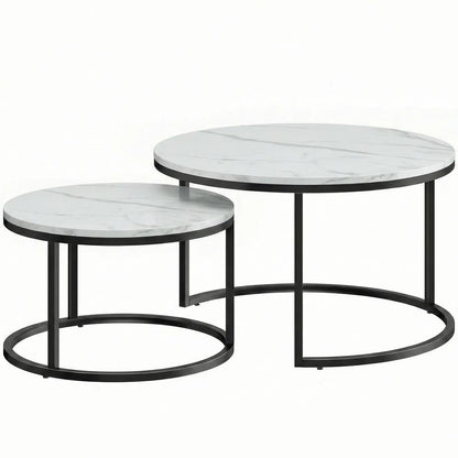HOMCOM Set of Two Marble-Effect Stacking Tables Additional View 12
