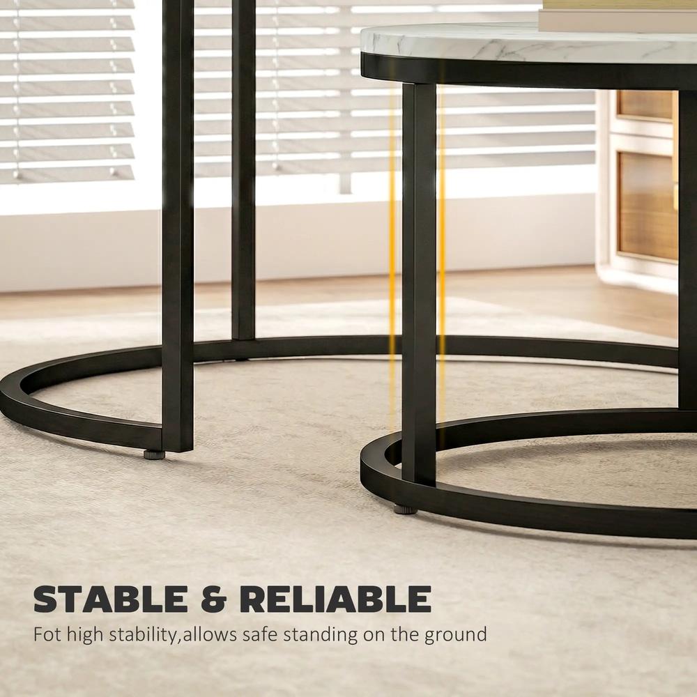 HOMCOM Set of Two Marble-Effect Stacking Tables Additional View 17