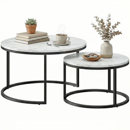 HOMCOM Set of Two Marble-Effect Stacking Tables Additional View 23