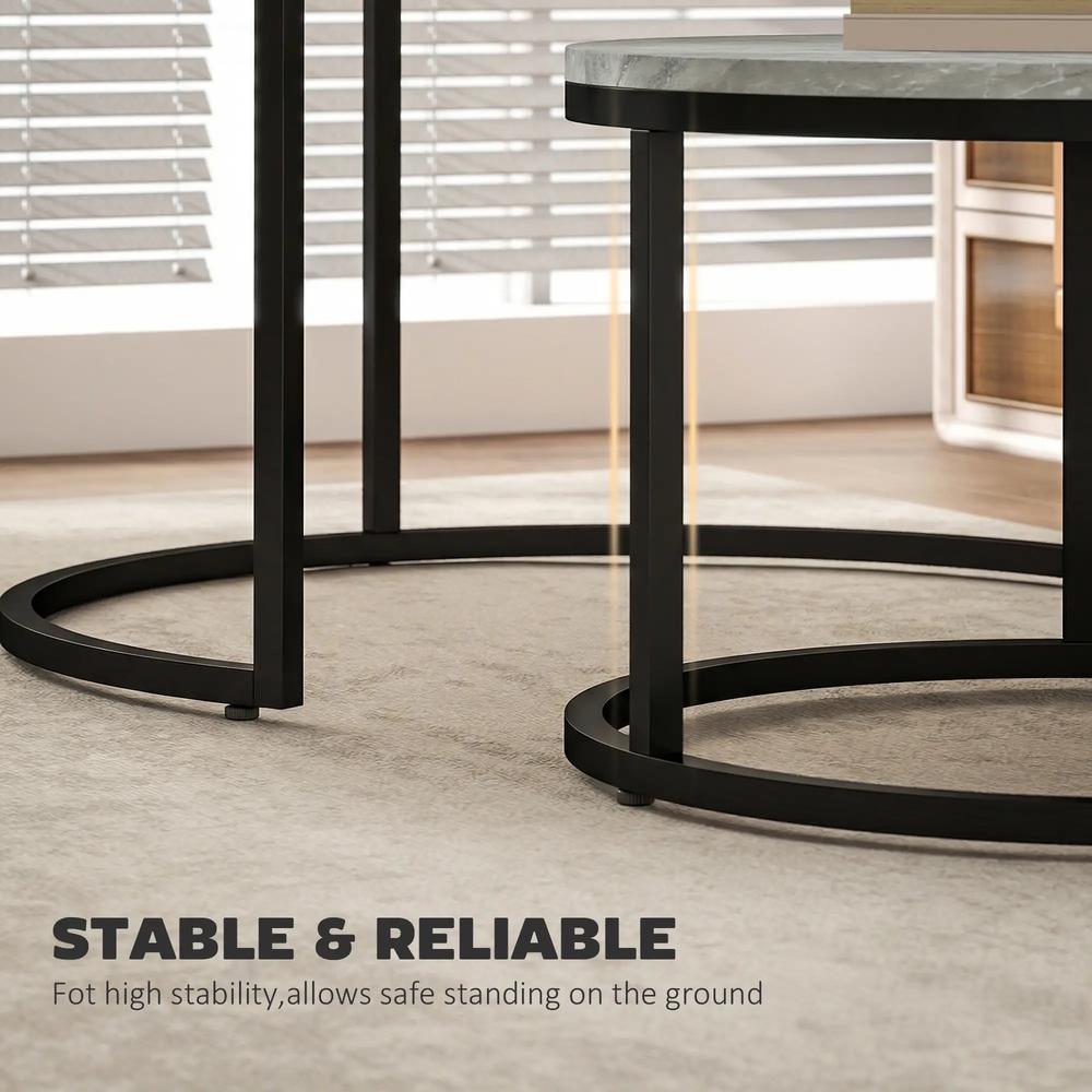 HOMCOM Set of Two Marble-Effect Stacking Tables Additional View 6