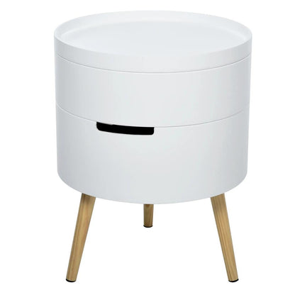 HOMCOM 3-Tier Coffee Table, Round End Table with 2 Hidden Compartments and Detachable Tray, Side Table with Storage for Living Room, White Additional View 11