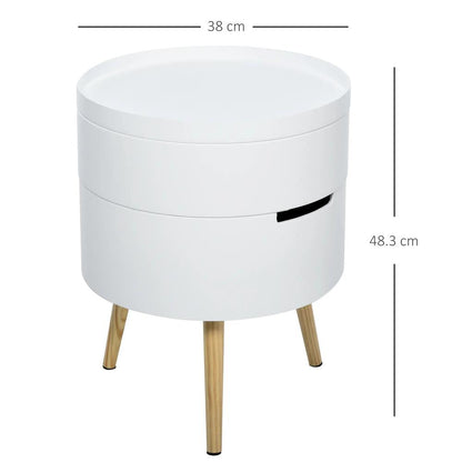 HOMCOM 3-Tier Coffee Table, Round End Table with 2 Hidden Compartments and Detachable Tray, Side Table with Storage for Living Room, White Additional View 3