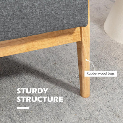 HOMCOM 2 Seater Sofa Modern Linen Fabric Upholstery Tufted Couch with Rubberwood Legs for Living Room and Kitchen, Dark Grey Additional View 5
