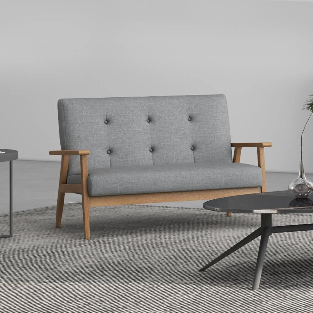 HOMCOM 2 Seater Sofa Modern Linen Fabric Upholstery Tufted Couch with Rubberwood Legs for Living Room and Kitchen, Dark Grey Additional View 7
