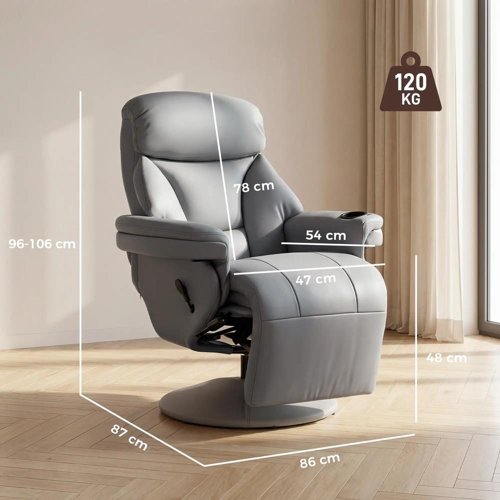 HOMCOM Upholstered Reclining Armchair, Manual Recliner Chair with Footrest and Adjustable Backrest Additional View 17