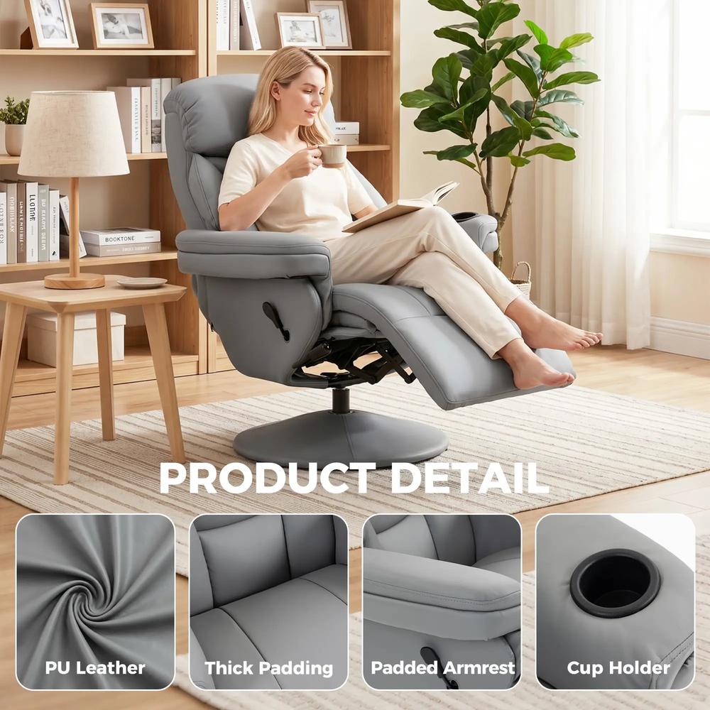 HOMCOM Upholstered Reclining Armchair, Manual Recliner Chair with Footrest and Adjustable Backrest Additional View 19