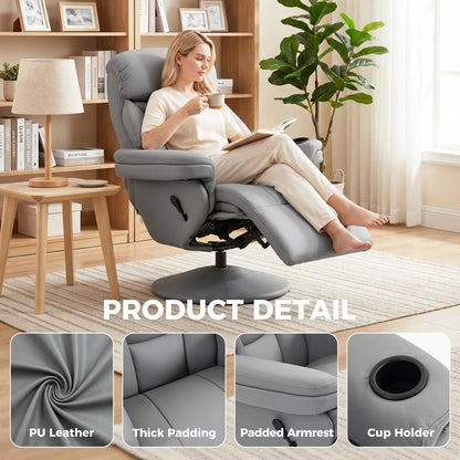 HOMCOM Upholstered Reclining Armchair, Manual Recliner Chair with Footrest and Adjustable Backrest Additional View 19