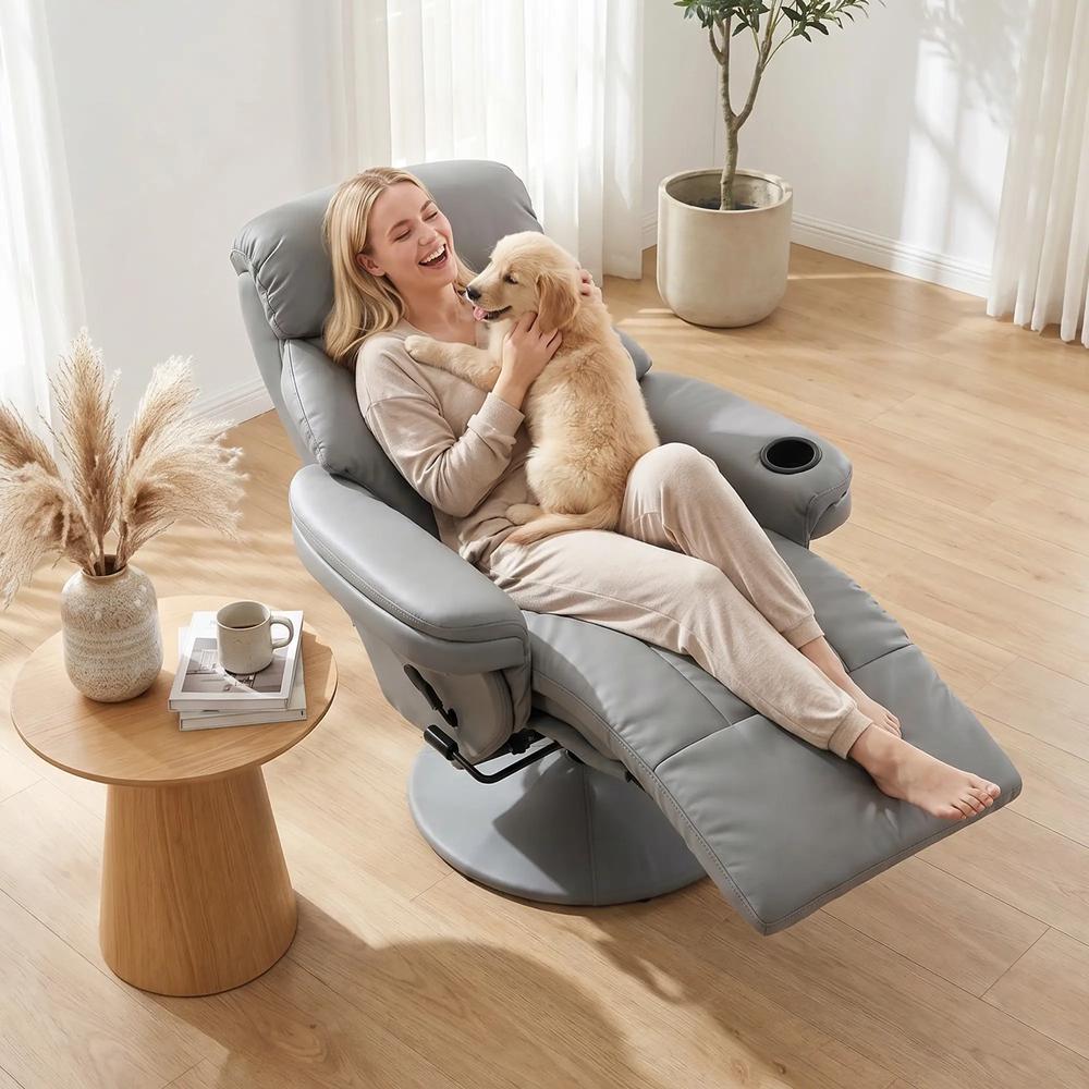 HOMCOM Upholstered Reclining Armchair, Manual Recliner Chair with Footrest and Adjustable Backrest Additional View 21