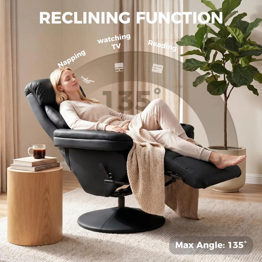 HOMCOM Upholstered Reclining Armchair, Manual Recliner Chair with Footrest and Adjustable Backrest Additional View 4