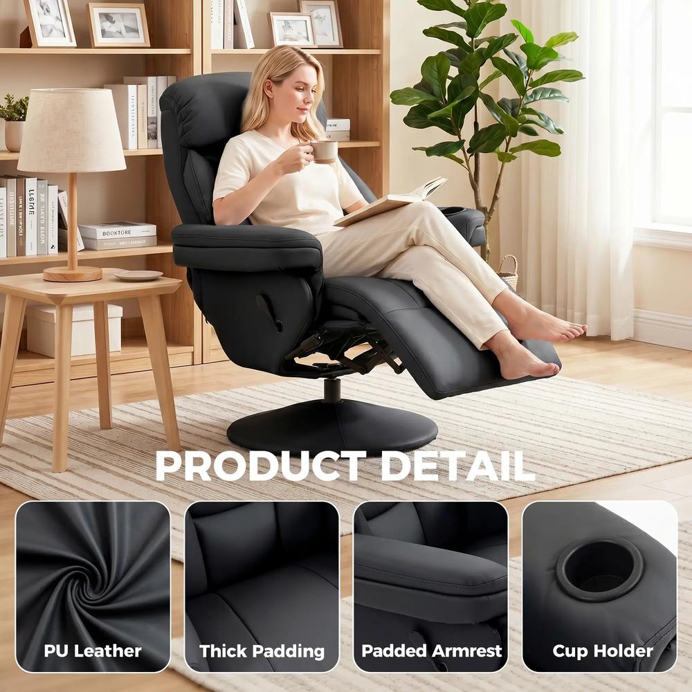 HOMCOM Upholstered Reclining Armchair, Manual Recliner Chair with Footrest and Adjustable Backrest Additional View 5