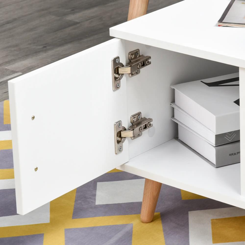 HOMCOM Modern Minimalism Coffee Table with Storage, Sofa Side Table with Shelf & Drawer for Living Room Reception Room, White Additional View 8