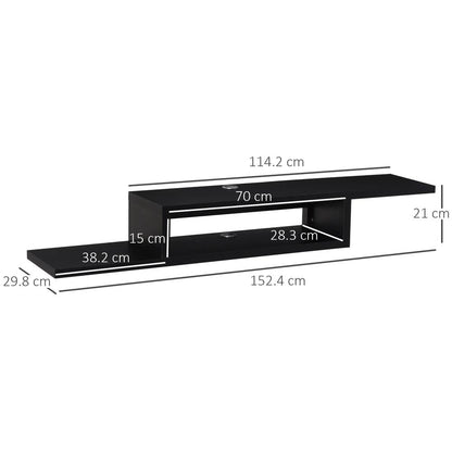 HOMCOM Floating TV Unit, Wall Mounted TV Stand with Open Shelf and 2 Cable Holes, Entertainment Unit for Living Room, Black Additional View 3
