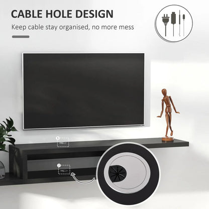 HOMCOM Floating TV Unit, Wall Mounted TV Stand with Open Shelf and 2 Cable Holes, Entertainment Unit for Living Room, Black Additional View 4