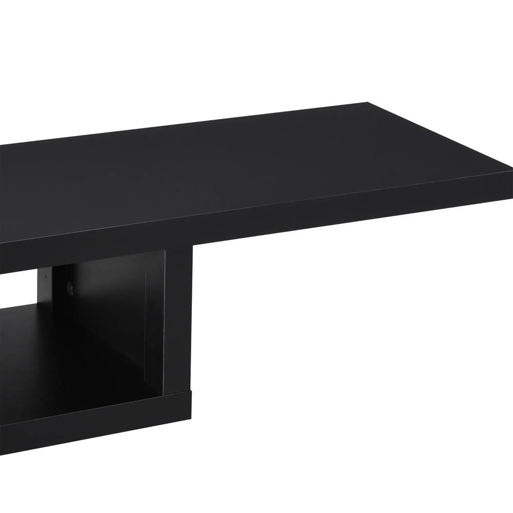 HOMCOM Floating TV Unit, Wall Mounted TV Stand with Open Shelf and 2 Cable Holes, Entertainment Unit for Living Room, Black Additional View 8