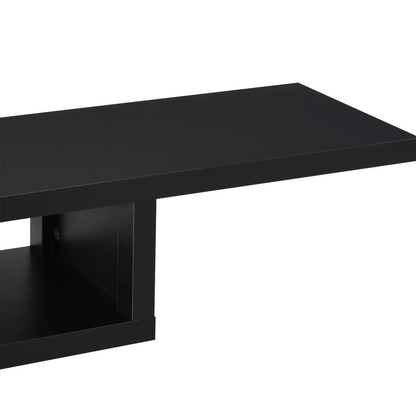HOMCOM Floating TV Unit, Wall Mounted TV Stand with Open Shelf and 2 Cable Holes, Entertainment Unit for Living Room, Black Additional View 8