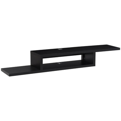 HOMCOM Floating TV Unit, Wall Mounted TV Stand with Open Shelf and 2 Cable Holes, Entertainment Unit for Living Room, Black Additional View 10