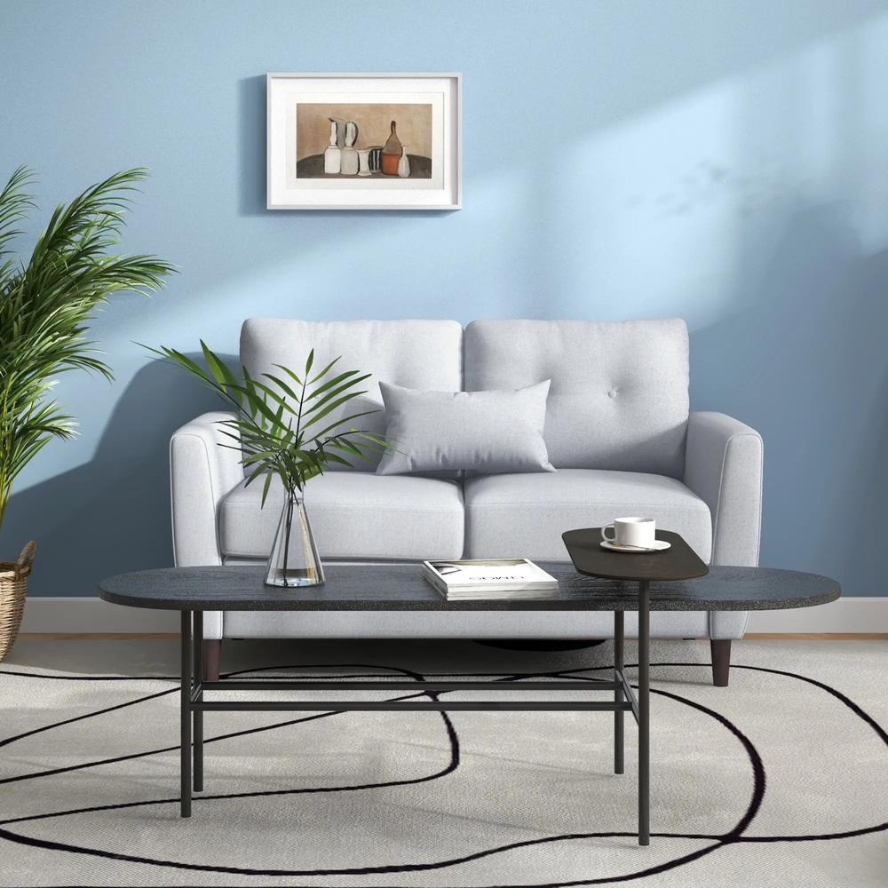 HOMCOM 2 Seater Sofa with Spring Cushion, Fabric Sofa with Wooden Legs, Modern Love Seat for Living Room, 140cm Width Tufted Couch for Bedroom, Light Grey Additional View 9