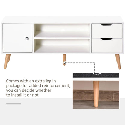 HOMCOM TV Stand for TVs up to 50", TV Console Cabinet with Open Storage Shelf and Drawers for Living Room, Entertainment Room and Bedroom, White Additional View 7