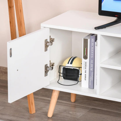 HOMCOM TV Stand for TVs up to 50", TV Console Cabinet with Open Storage Shelf and Drawers for Living Room, Entertainment Room and Bedroom, White Additional View 9