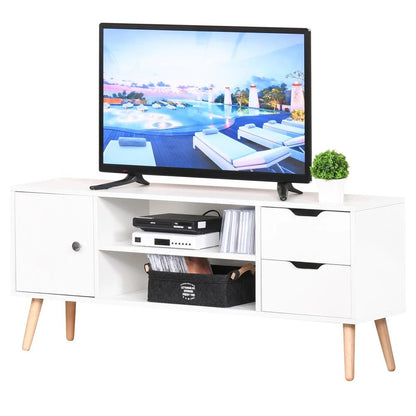 HOMCOM TV Stand for TVs up to 50", TV Console Cabinet with Open Storage Shelf and Drawers for Living Room, Entertainment Room and Bedroom, White Additional View 10