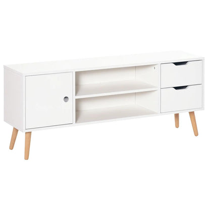 HOMCOM TV Stand for TVs up to 50", TV Console Cabinet with Open Storage Shelf and Drawers for Living Room, Entertainment Room and Bedroom, White