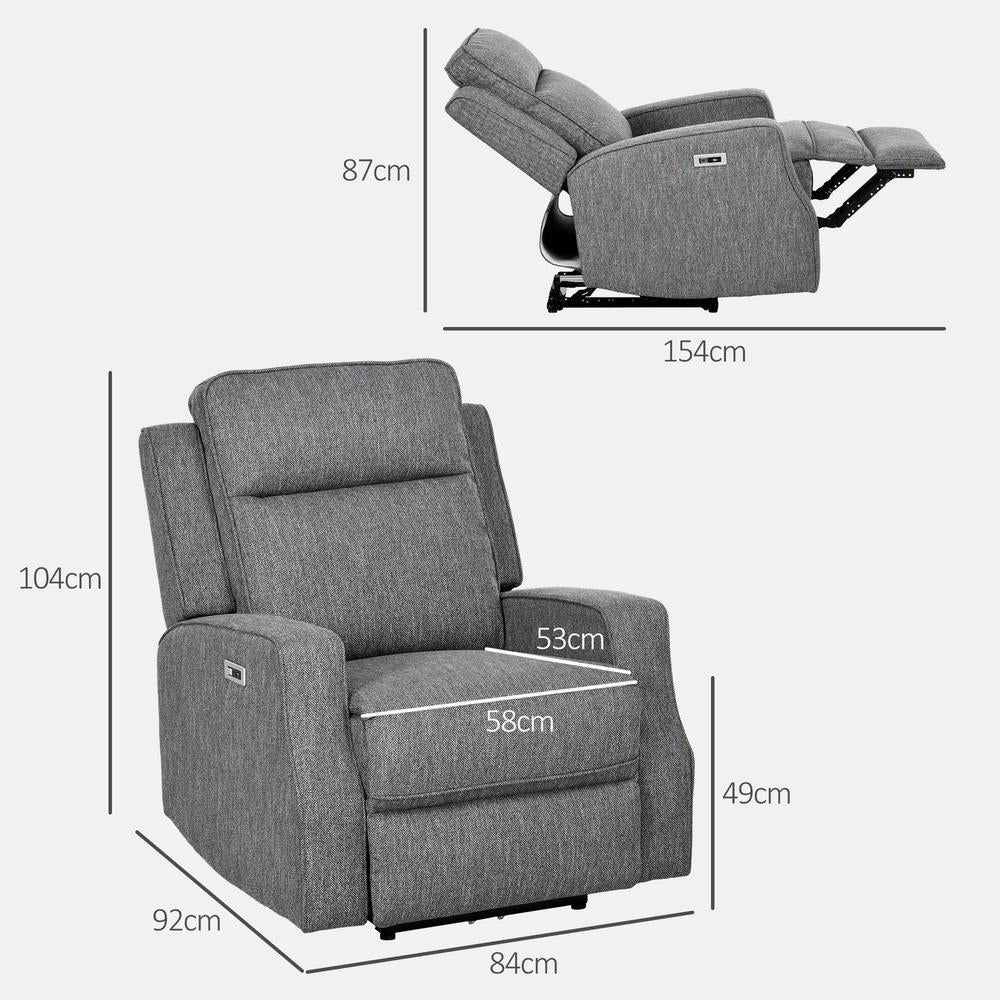 HOMCOM 150&deg; Electric Reclining Chair, with USB port and Footrest Additional View 3