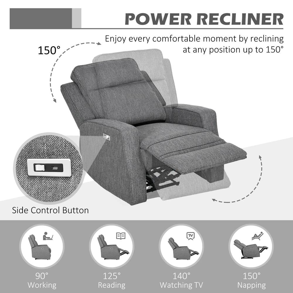 HOMCOM 150&deg; Electric Reclining Chair, with USB port and Footrest Additional View 5