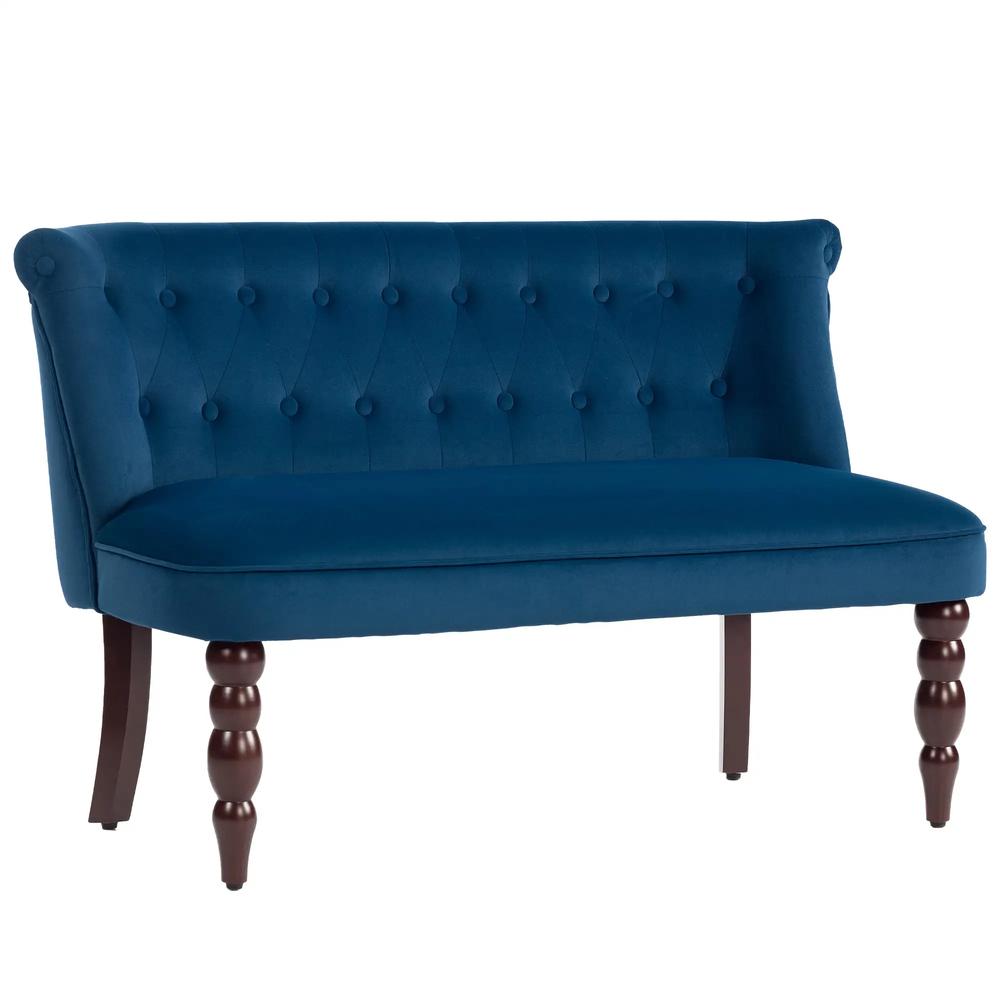 HOMCOM Velvet 2 Seater Sofa, Button Tufted Wingback Loveseat with Rubber Wood Legs for Living Room, Bedroom Additional View 11