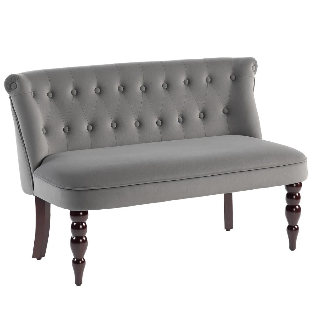 HOMCOM Velvet 2 Seater Sofa, Button Tufted Wingback Loveseat with Rubber Wood Legs for Living Room, Bedroom Additional View 12