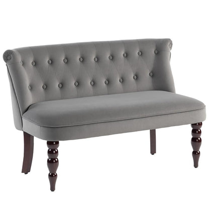 HOMCOM Velvet 2 Seater Sofa, Button Tufted Wingback Loveseat with Rubber Wood Legs for Living Room, Bedroom Additional View 12