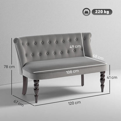 HOMCOM Velvet 2 Seater Sofa, Button Tufted Wingback Loveseat with Rubber Wood Legs for Living Room, Bedroom Additional View 14