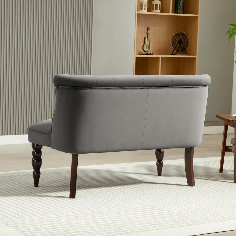 HOMCOM Velvet 2 Seater Sofa, Button Tufted Wingback Loveseat with Rubber Wood Legs for Living Room, Bedroom Additional View 18