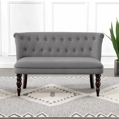 HOMCOM Velvet 2 Seater Sofa, Button Tufted Wingback Loveseat with Rubber Wood Legs for Living Room, Bedroom Additional View 20