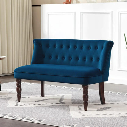 HOMCOM Velvet 2 Seater Sofa, Button Tufted Wingback Loveseat with Rubber Wood Legs for Living Room, Bedroom Additional View 2