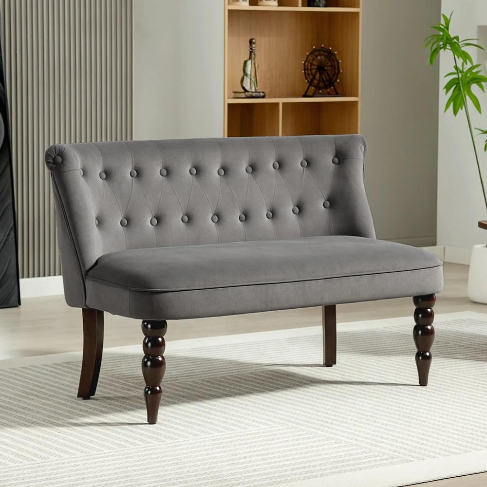 HOMCOM Velvet 2 Seater Sofa, Button Tufted Wingback Loveseat with Rubber Wood Legs for Living Room, Bedroom Additional View 21