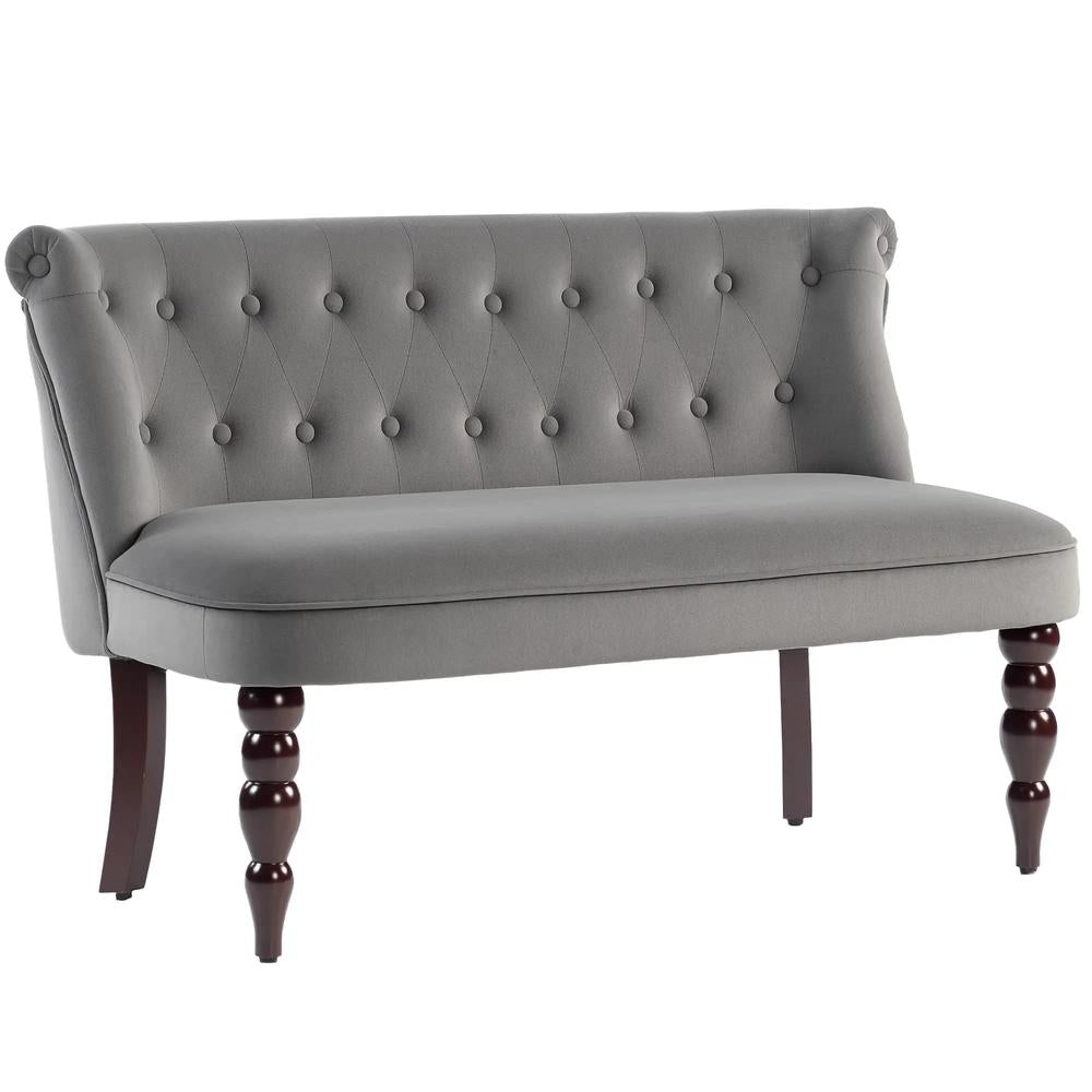 HOMCOM Velvet 2 Seater Sofa, Button Tufted Wingback Loveseat with Rubber Wood Legs for Living Room, Bedroom Additional View 22