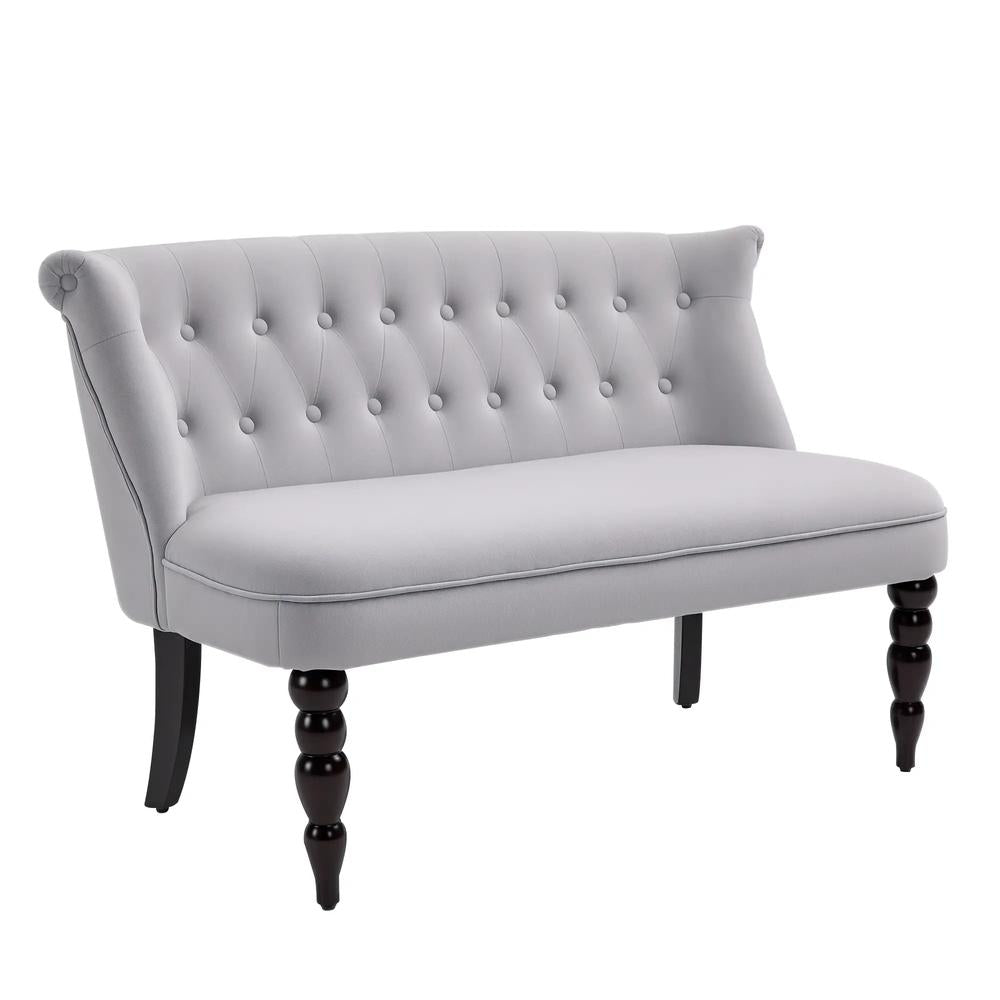 HOMCOM Velvet 2 Seater Sofa, Button Tufted Wingback Loveseat with Rubber Wood Legs for Living Room, Bedroom Additional View 23