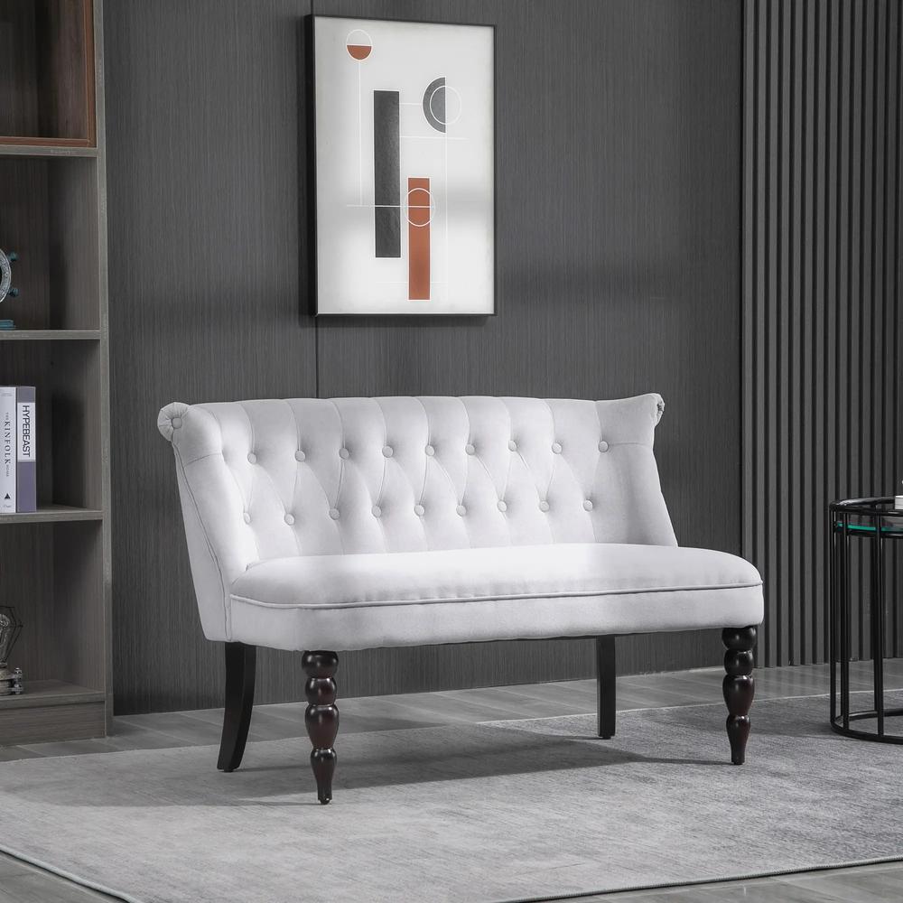 HOMCOM Velvet 2 Seater Sofa, Button Tufted Wingback Loveseat with Rubber Wood Legs for Living Room, Bedroom Additional View 24
