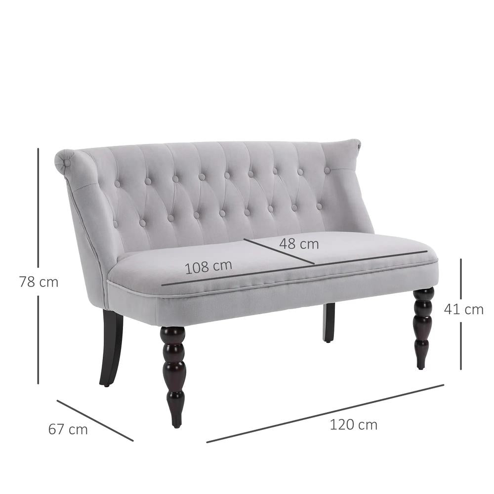 HOMCOM Velvet 2 Seater Sofa, Button Tufted Wingback Loveseat with Rubber Wood Legs for Living Room, Bedroom Additional View 25