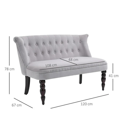 HOMCOM Velvet 2 Seater Sofa, Button Tufted Wingback Loveseat with Rubber Wood Legs for Living Room, Bedroom Additional View 25