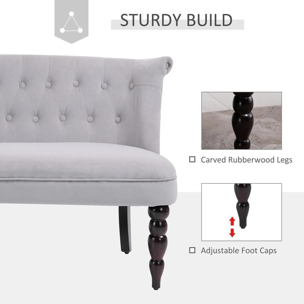 HOMCOM Velvet 2 Seater Sofa, Button Tufted Wingback Loveseat with Rubber Wood Legs for Living Room, Bedroom Additional View 28