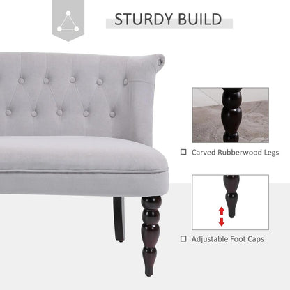 HOMCOM Velvet 2 Seater Sofa, Button Tufted Wingback Loveseat with Rubber Wood Legs for Living Room, Bedroom Additional View 28