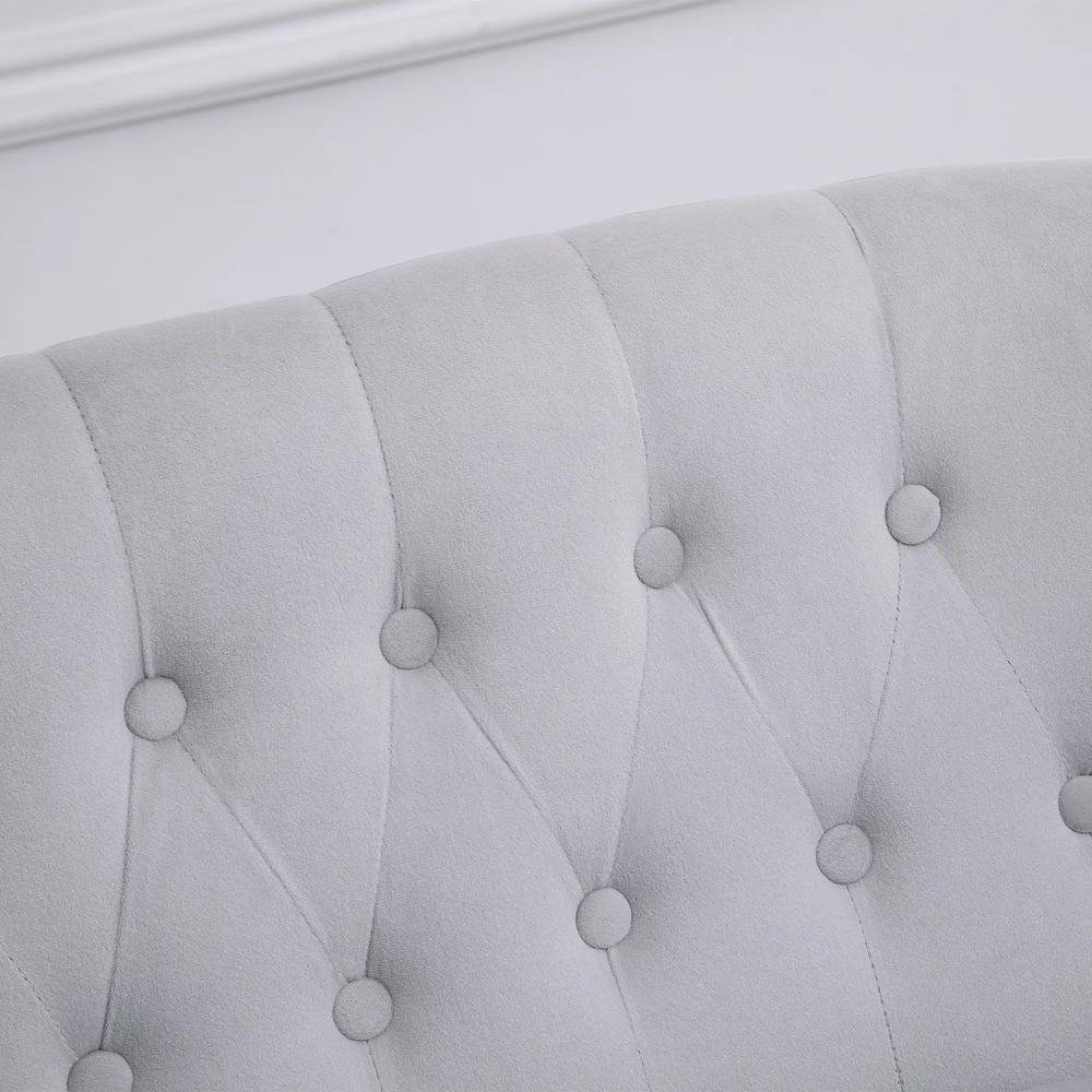 HOMCOM Velvet 2 Seater Sofa, Button Tufted Wingback Loveseat with Rubber Wood Legs for Living Room, Bedroom Additional View 30