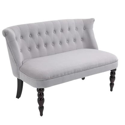 HOMCOM Velvet 2 Seater Sofa, Button Tufted Wingback Loveseat with Rubber Wood Legs for Living Room, Bedroom Additional View 32