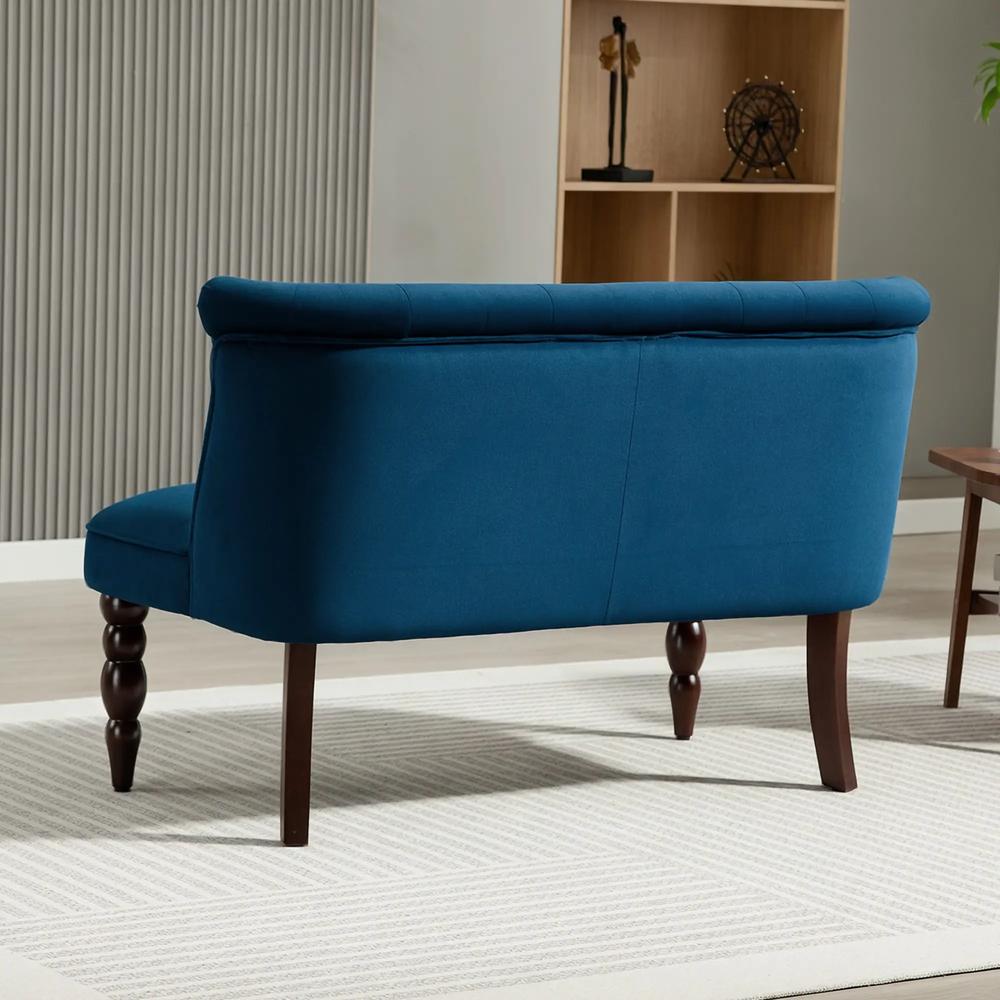 HOMCOM Velvet 2 Seater Sofa, Button Tufted Wingback Loveseat with Rubber Wood Legs for Living Room, Bedroom Additional View 7
